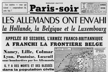 11 May 1940 — Facsimile of the front page of Paris-Soir (Public domain).