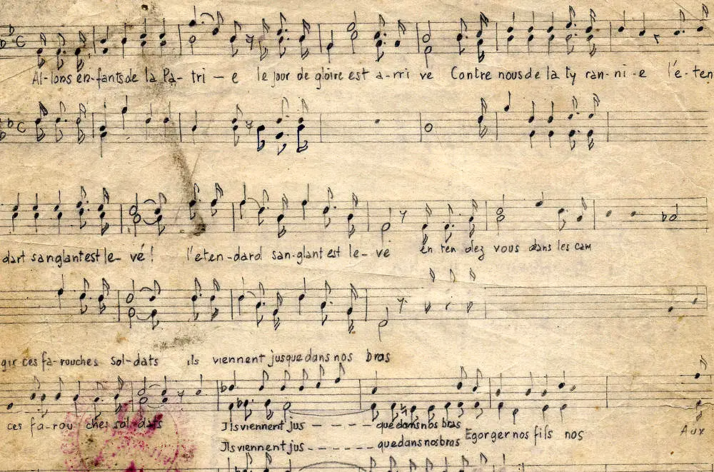 Mr Berger’s score of La Marseillaise (Association Mémoire du lycée polonais - Polish High School Memorial Association).